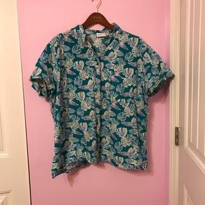 Kirrin Finch cabana palm tree leaf Short Sleeve Button Down Shirt size 3XL